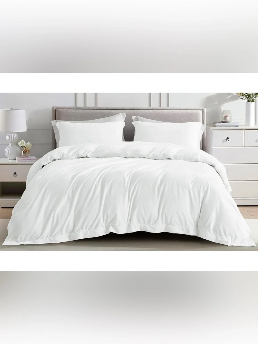 King 3 piece white velvet duvet set